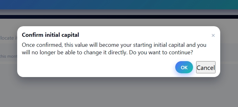 Confirm initial net worth